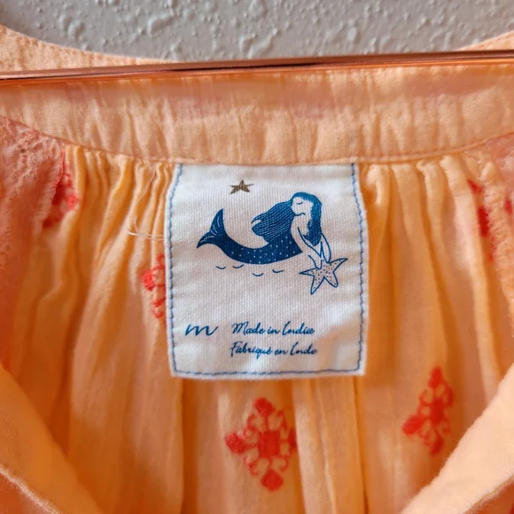 ANTHRO Mermaid Embroidered Beach Dress Size M - Picture 3 of 9